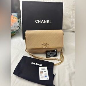 Chanel Lady Coco Flap Bag grained calf skin/ suede beige gold hardware